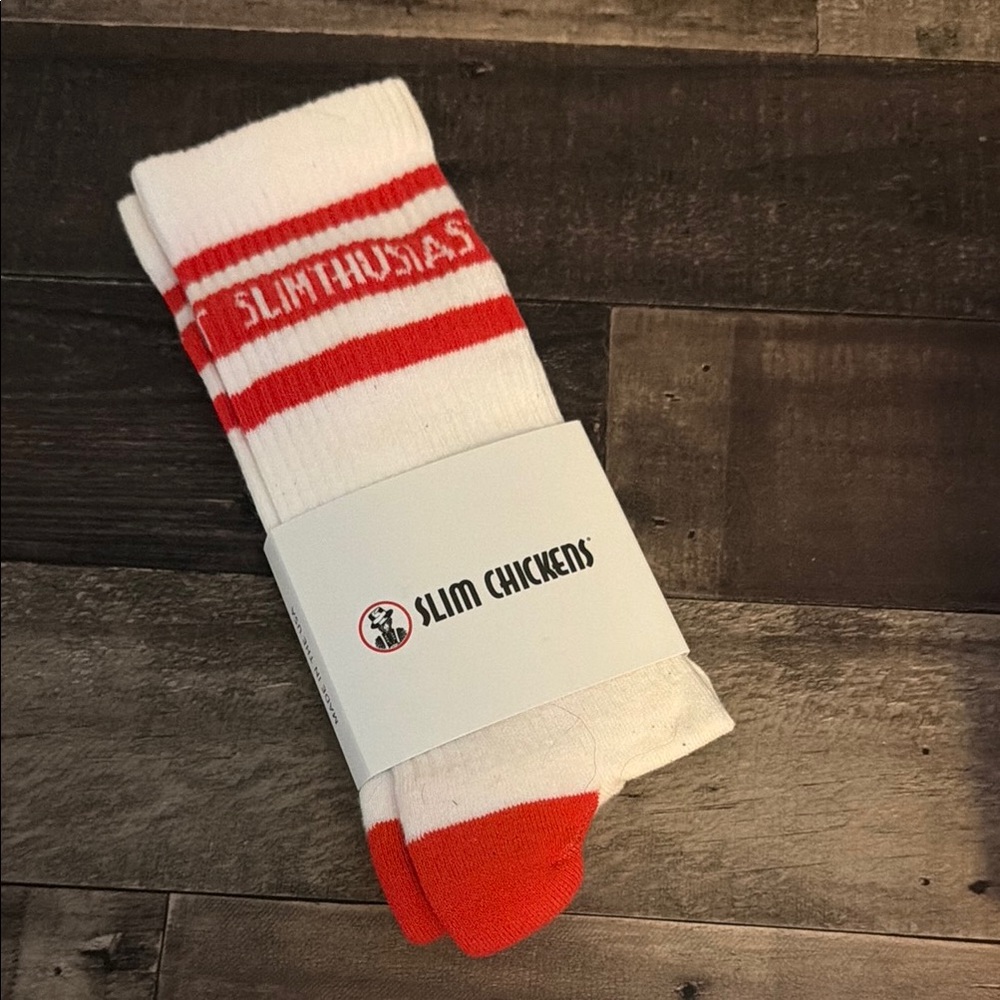 Men's White & Red Athletic Crew Socks